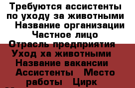 Требуются ассистенты по уходу за животными. › Название организации ­ Частное лицо › Отрасль предприятия ­ Уход ха животными › Название вакансии ­ Ассистенты › Место работы ­ Цирк › Минимальный оклад ­ 17 000 › Максимальный оклад ­ 30 000 › Возраст от ­ 22 › Возраст до ­ 45 - Орловская обл. Работа » Вакансии   . Орловская обл.